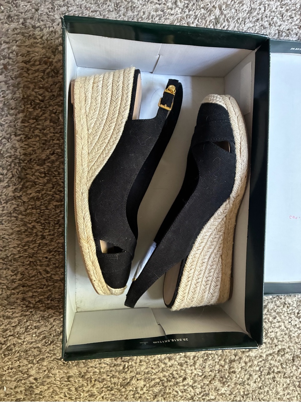 Lauren Ralph Lauren Black Espadrille Wedge Slingback